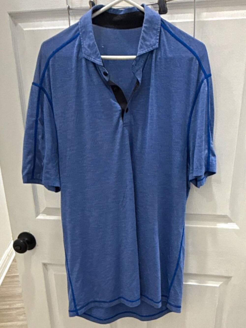 Lululemon Precision Polo Shirt Performance Stretch Blue Men's Large